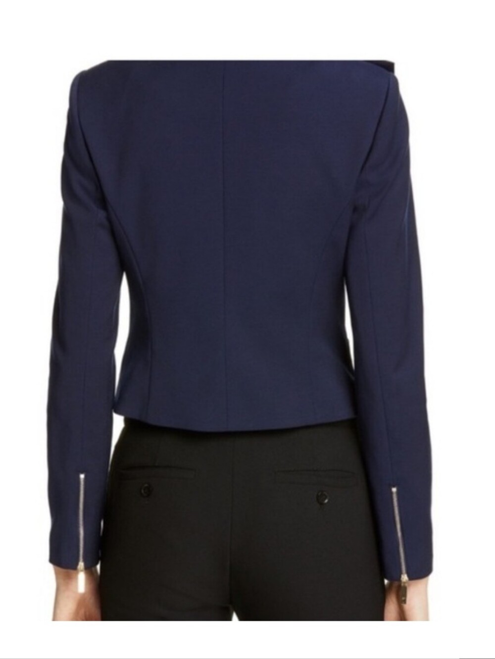 Ted Baker Navy Ruffle Zip Front Jacket - Picture 3 of 9